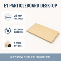 Plateau de bureau moderne en panneau de particules E1 de 1200 x 600 mm sans trou pour câbles, idéal pour les projets de bureaux assis-debout personnalisés
