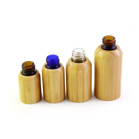Botol minyak esensial kaca cangkang bambu ramah perjalanan botol kaca lengan bambu ramah lingkungan untuk minyak aromaterapi