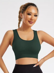 Soutien-gorge de sport pour femmes à haute élasticité |   Débardeur court de sport sans coutures à dos nageur |   Bandeau côtelé sous le buste pour vêtements de sport athlétiques - Product Image 3