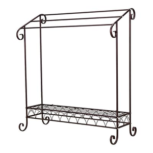 Porte-serviettes pliant en métal brun rustique, support autoportant, organisateur de salle de bain, structure compacte et durable, décoratif - Product Image 3