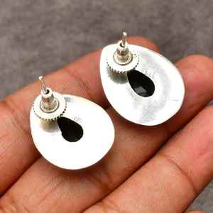 Ensemble de bijoux de luxe en argent sterling 925, boucles d'oreilles et collier en onyx noir naturel taille goutte d'eau, pour femmes, bijoux de mariage - Product Image 6