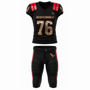 Ensemble d'uniformes de football américain Nightingale, noir, rouge, or, maillot et pantalon sublimés, pour hommes adultes, ajustés, respirants - Product Image 4