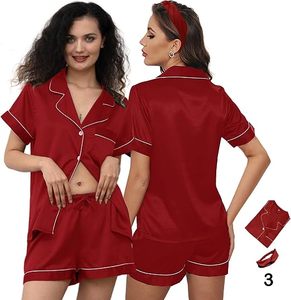 Ensemble de pyjama en satin de soie de luxe pour femmes RTS, taille élastique, manches courtes, uni, pour l'automne/l'hiver/l'été - Product Image 6