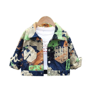 Chaqueta de Mezclilla Europea de Manga Larga para Niños, Chaqueta de Estilo Graffiti para Niños, Chaqueta Informal de Otoño para Niños - Product Image 6