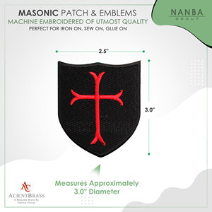 Knights Templar Cross Shield Embroidered Patch Often Used On Jackets Bags, Or Uniforms - Product Image 3
