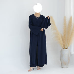 ชุดอาบายะห์แบบใหม่ขายส่ง ผ้าโพลีเอสเตอร์ยับย่น สไตล์ดูไบ ตุรกี สำหรับชาวมุสลิม ชุดสุภาพสตรี 3 ชิ้น ชุดเดรสอาบายะห์ - Product Image 6