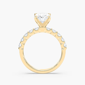 แหวนหมั้นเพชรทรงรี 2.50 กะรัต ผลิตในห้องปฏิบัติการ ได้รับการรับรองจาก IGI ตัวเรือนทองคำแท้ 14K ประดับเพชรแบบ Pave Band แหวนแต่งงานแบบ Solitaire สำหรับผู้หญิง - Product Image 2