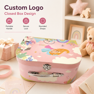 Boîtes cadeaux pour enfants de style valise personnalisées, boîte d'emballage rigide réutilisable avec impression intégrale personnalisée pour les cadeaux d'anniversaire des enfants - Product Image 4