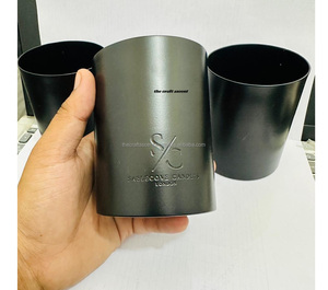 Portavelas Votivo de Latón, Frasco para Velas con Acabado en Polvo Blanco y Negro, Logotipo Personalizado, Cera Perfumada, Decoración Navideña para el Hogar y Bodas - Product Image 1