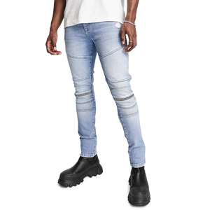 Men Dark Wash 100% Cotton Lightweight Breathable Skinny <b>Jeans</b> Denim Pants - Product Image 3