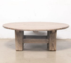 Mesa de Centro Rústica de Madera Maciza Hecha a Mano, Estilo Tronco Bajo, Acabado Natural, Muebles para Sala de Estar - Product Image 3