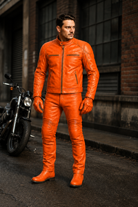 Combinaison de moto en cuir de vache véritable pour homme, taille plus, qualité supérieure, respirante, résistante à l'abrasion, veste et pantalon de motard de rue - Product Image 4