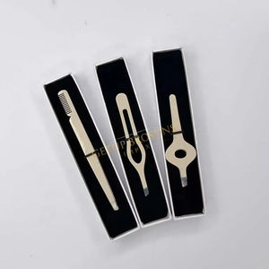 Pince à épiler en acier inoxydable de haute qualité, couleur nude foncé, pointe fine, logo personnalisé, outils de beauté, durable, légère, précision. - Product Image 1