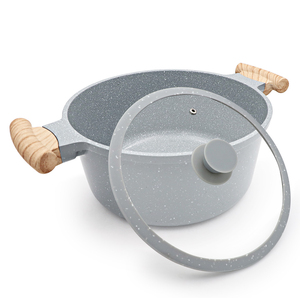 Casserole élégante en granit antiadhésive avec construction en aluminium durable, couvercle en verre trempé et poignée confortable - Product Image 1