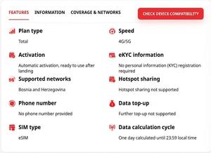Prix d'usine : eSIM de voyage pour la Bosnie-Herzégovine, données 4G/5G illimitées avec activation rapide par code QR, forfaits mobiles numériques - Product Image 2