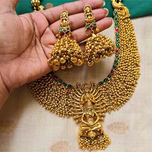 Shiva Sakthi Long Bridal Necklace Set-Fashion Jewelry - Product Image 3