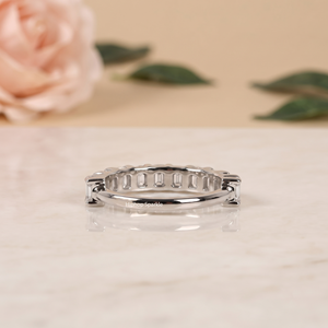 Hiphop Sparkle Women's 925 Sterling <b>Silver</b> Moissanite <b>Emerald</b> Cut Prong Set Trendy Engagement Wedding Anniversary <b>Ring</b> - Product Image 4