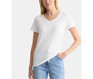 เสื้อยืดผู้หญิงทรงปกติ คอวี แขนสั้น ผ้าฝ้าย 100% 180 GSM ระบายอากาศได้ดี แห้งเร็ว เหมาะสำหรับฤดูร้อน ผ้าถัก OEM - Product Image 3