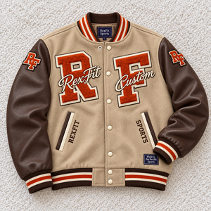 Blouson universitaire brodé avec lettres en relief, manches contrastées et boutons-pression, designs personnalisés, vente en gros OEM - Product Image 2