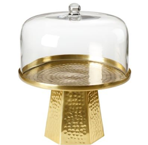 Support de service artistique à trois niveaux en or, orné de motifs de feuilles réalistes et de plats. Disponible à prix de gros. - Product Image 6