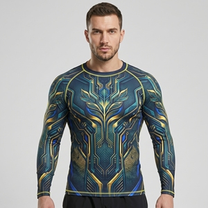 บริการ OEM เสื้อรัดกล้ามเนื้อสำหรับผู้ชาย MMA มวยปล้ำ แบบซับลิเมชั่น สกรีนโลโก้ได้ตามต้องการ น้ำหนักเบา ทรงเข้ารูป เสื้อกีฬาซับลิเมชั่น ระบายอากาศได้ดี - Product Image 4