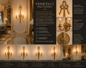 Ornate European Venetian Baroque Luxury <b>Wall</b> <b>Sconce</b> Decorative <b>Wall</b> <b>Light</b> with Elaborate Mirrorwork, Decorative Brass Framework - Product Image 3