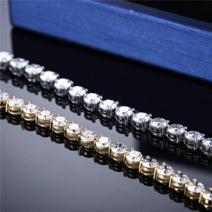 Luxury 3MM Brilliant Cut Lab grown Diamond Tennis Chain Link 10K <b>Solid</b> <b>Gold</b> Custom Hip Hop Jewelry Party Gift Charm Bracelets - Product Image 4