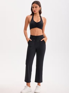 Halter Neck Sports <b>Bra</b> Women Ruched Front Yoga Crop Top <b>Open</b> Back Gym Workout Fitness Activewear Camisole Tank Lightweight - Product Image 6