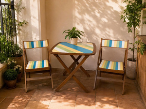 <b>Foldable</b> wooden <b>table</b> set Colorful outdoor furniture Sturdy garden <b>chair</b> set Modern patio <b>table</b> <b>chairs</b> - Product Image 4
