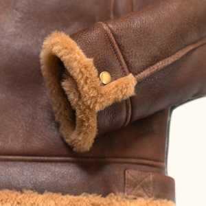 <b>Men's</b> Fashion Genuine Sheepskin Leather <b>Jacket</b> with Stand Collar and Front Logo <b>Fur</b> <b>Lined</b> Winter Gift - Product Image 4