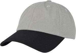 Casquette de baseball unisexe à 6 panneaux, couleur contrastée gris et noir, ajustable, en coton sergé, décontractée, pour adultes - Product Image 2