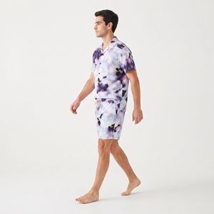 <b>Men's</b> Sublimation Button Up Shirt Shorts <b>Set</b> <b>Tie</b> Dye Printed Short Sleeve Casual Beach Summer Loungewear Outfit - Product Image 3