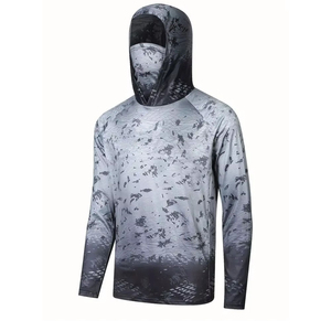 Custom High Quality Men's Long Sleeve Fishing Shirt With Hood Sublimation Print UPF 50 Anti-Uv Protection Pullover - Product Image 1