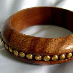 EXLILENT RETRO PENTAGRAM WOODEN BRACELET Exaggered Wide Rivet Design Modern Handmade Waterproof High Quality Unisex Accessory - Product Image 2