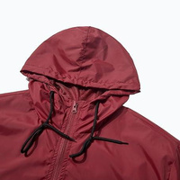 Chaqueta Cortavientos con Capucha para Hombre, Diseño Color Block Rojo y Azul, Cierre Frontal con Cremallera, Ropa Casual para Exteriores, Chaqueta Ligera de Poliéster para Otoño