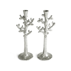 Artisanal Textured Aluminum Candle Stand Polished <b>Silver</b> Contemporary <b>Candlestick</b> for Christmas Party & Boutique Giftware - Product Image 5