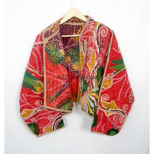 เสื้อแจ็คเก็ตผ้าฝ้ายทำมือสไตล์วินเทจ Kantha สำหรับผู้หญิงและเด็กผู้หญิง ขายส่ง - Product Image 4