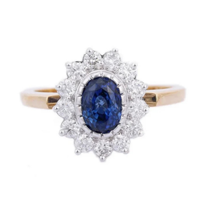 Platinum 18K Yellow Gold Pear & Cushion Cut Sapphire Engagement Ring - Product Image 2