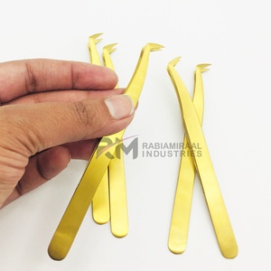 Plain Grip Precision Eyelash Tweezers Set Gold Plasma Plated Smooth Tip Stainless Steel Tweezer For Eyelash Extension - Product Image 5