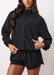 Top Quality Black Color Windbreaker <b>Jacket</b> Women's Summer <b>Jacket</b> Women's Summer <b>Jacket</b> Plain Pattern Women's <b>Jacket</b> Custom Logo - Product Image 2