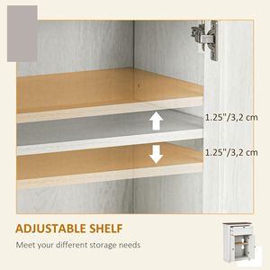 Credenza Bianca Stile Fattoria 23.5"x11.75"x34.5" con Ante e Cassetti per Cucina, Soggiorno, Bar Domestico in Truciolato - Product Image 5