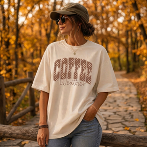เสื้อยืดคอกลมแขนสั้นทรงหลวมพิมพ์ลายกาแฟตามสภาพอากาศสำหรับผู้หญิง ผ้าฝ้าย 100% สวมใส่สบายๆ ลายจุด เหมาะกับทุกฤดู - Product Image 4