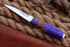 Couteau Puukko artisanal en bois bleu, lame fixe en acier inoxydable, chasse scandinave, camping, bushcraft, survie en plein air, bricolage, OEM - Product Image 4