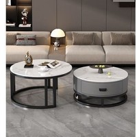 Table basse moderne minimaliste haut de gamme en verre trempé durable avec structure métallique et ensemble de salon de luxe pour petits appartements