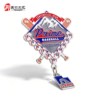 Pins de baseball personnalisés lumineux à LED, badges rotatifs en métal pour équipes sportives, souvenirs