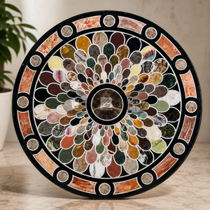 Luxury <b>Marble</b> Inlay Coffee <b>Table</b> <b>Top</b> with Handmade Pietra Dura Art Customizable Easy to Clean for Living Room Furniture - Product Image 1