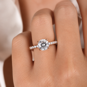 Bague de fiançailles solitaire en diamant de laboratoire de 2 carats, bande de diamant IGI pavé, or jaune, pour anniversaire, mariage, OEM, ODM, sur mesure - Product Image 3
