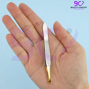 Pince à épiler en acier inoxydable finition or, pointe inclinée, réutilisable, haute précision, outil de précision pour l'épilation des sourcils - Product Image 3