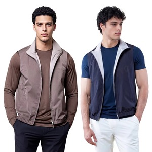Chaleco con Cremallera Marrón para Hombre, Ropa de Trabajo Informal, Logotipo Bordado, Calefactable, de Secado Rápido, Impermeable, de Poliéster/Algodón, Cuello Alto - Product Image 2