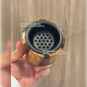 Porte-encens en séquoia de luxe fabriqué à la main rivière époxy Bakhoor brûleur élégant bois résine porte-encens aromatique - Product Image 2